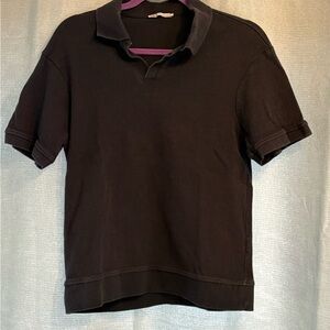 Zara Men's Medium Black Ribbed Cotton Polo Shirt - gently used